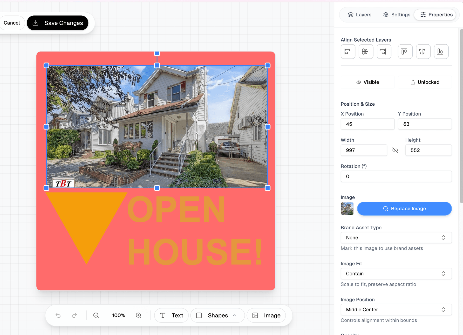Template selection and editing interface